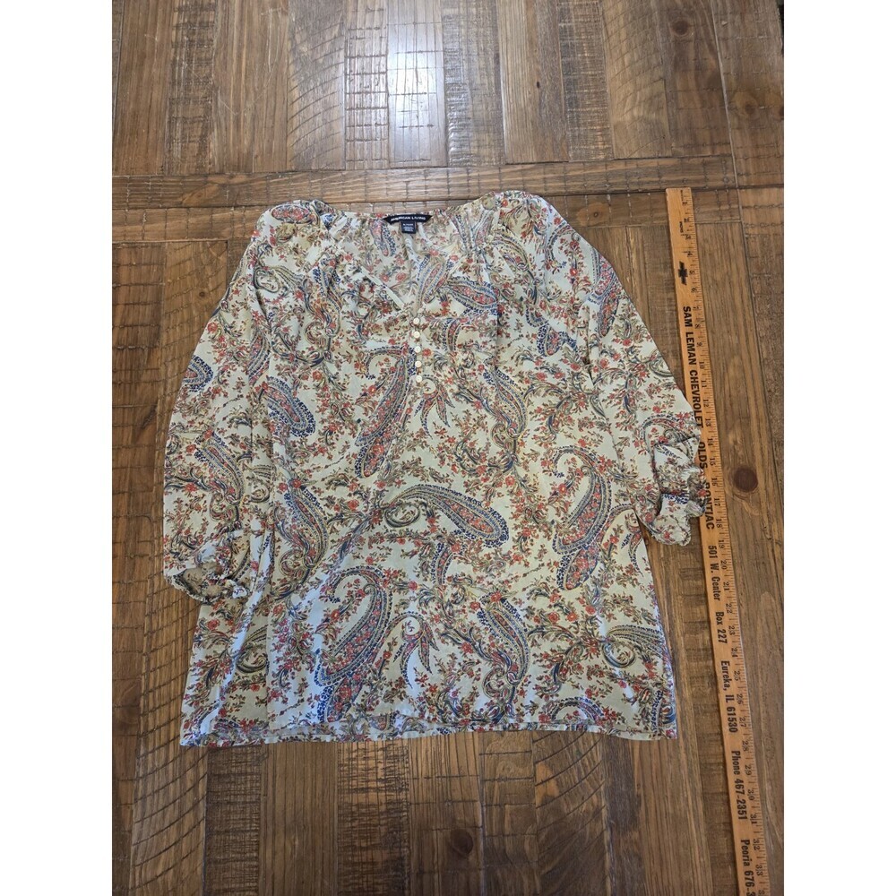 American Living Womens Paisley And Floral Blouse Size Xl